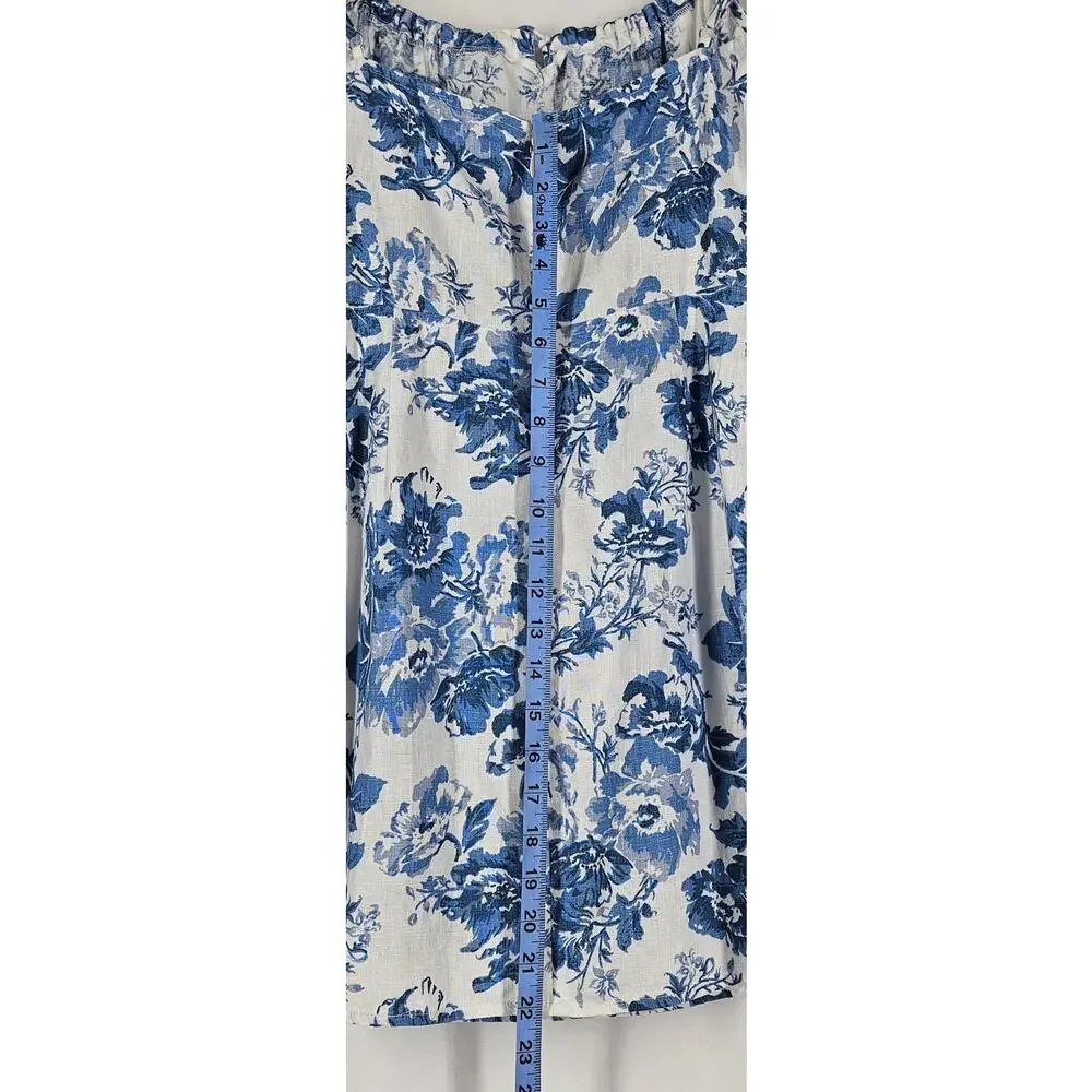 REFORMATION WOMEN'S BLUE FLORAL SUMMER DRESS – SIZE 4, 100% LINEN